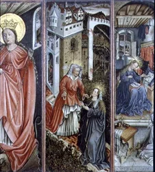 Visitation, mitten högra panel av polyptyk (panel)