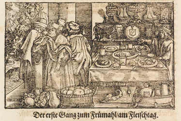 En ny kokbok av Marx Rumpolt. Den första illustrerade tyska kokboken, 1604.