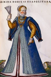Napolitansk adelsdam, gravyr från Habitus praecipuorum popularum