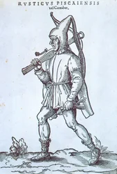 Bonde av Cantabrico berget, av Jost Amman, Spanien 1500-talsgravyr
