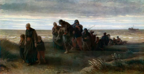 Fiskare som bär en drunknad man, c1861, 1912.