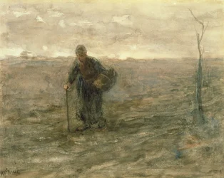 Gammal kvinna på heden