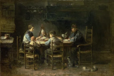 Bondefamilj vid bordet