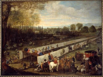 La chasse de tabladillo a Aranjuez Målning av Juan Bautista del Mazo (1612-1667) 1600-talet Madrid, Musee du Prado