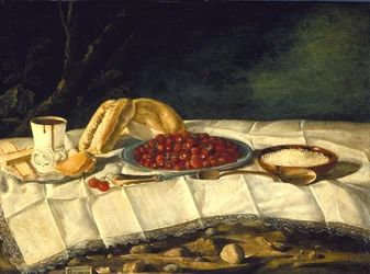 Stilleben med jordgubbar och choklad, ca 1775-1790