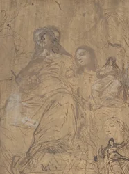 Studier för Jungfruns antagande, 1657-60.
