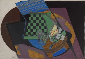 Schackbräde och spelkort, 1915