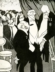 Ryskt sändebud diskuterar Turkiets försvar med andra ledare under en konferens, 1908.