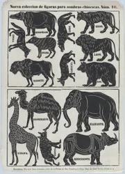 Blad 10 med figurer för kinesiskt skuggspel, 1859.