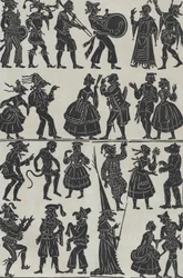 Blad 7 med figurer för kinesiska skuggdockor, 1859