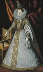 Margareta av Österrike Styria ärkehertiginna av Österrike då drottning gemål av Spanien - Porträtt av Margarita av Österrike (1584-1611) av Pantoja de la Cruz, Juan (1553-1608)