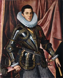 Porträtt av prins Philip Emmanuel av Savojen (1586-1605) - Målning av Juan Pantoja de la Cruz (1553-1608), olja på duk (111,5x89,5 cm), cirka 1604 - Porträtt av Prins Philip Emmanuel av Savojen (1586 - 1605), Olja på duk av J. Pantoja de la Cruz, ca 1