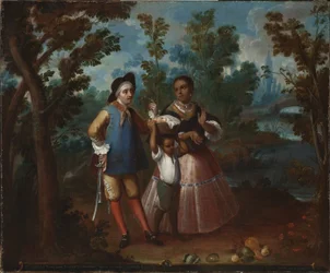 X. Från spanjoren och återvänd baklänges, håll dig suspenderad i luften (X. De español y torna atrás, tente en el aire), ca 1760