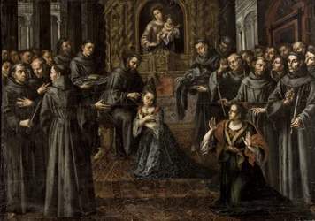 Saint Clare of Assisi (1194-1253) - Barock: The profession of Saint Clare av Ruiz Soriano, Juan (1701-1763)