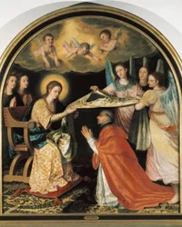 Presentation av Chasuble på Saint Ildefonso (Saint Ildefonso) Målning av Juan SANCHEZ COTAN (1561-1627) Olja på duk Granada, Granadas konstmuseum.