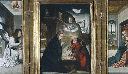 Triptyken Kristi födelse med födseln flankerad av bebådelsen (panel) (se även 82427)