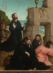 ""Agony in the Garden of Olives"" (The Agony in the Garden) Målning av Juan de Flandes (cirka 1465-1519) 1514-1519 Dim 110x84 cm Museo del Prado, Madrid