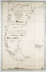 Karta över Chile, Patagonien, Eldslandet och Falklandsöarna, ca 1798 (gravyr)