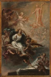 Studie till "Jungfru Marie himmelsfärd" för San Augustín, Sevilla, ca 1670-72 (olja på trä)