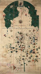 Portolan-nautiska planisfärskarta av Juan de la Cosa, cirka 1500