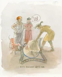 Hantverkaren avslöjar mosaikgolvet för Marcus och Julia, 2003.