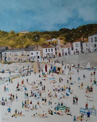 Mousehole Beach, 2018 (gouache på papper)