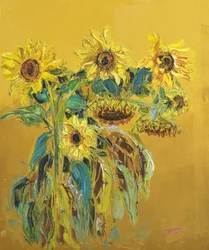 Guldgula solrosor blommar