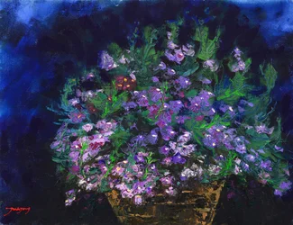 Färgglad blomkorg