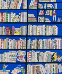 Färgglada biblioteksböcker