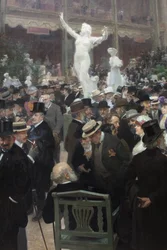 En fredag på salongen des artistes francais. Målning av Jules Alexandre Grun (1868-1939), Olja på duk, fransk konst