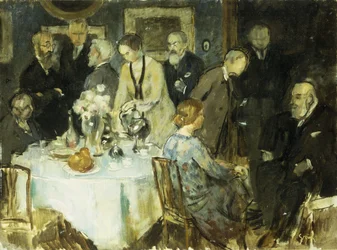 Figurer i en interiör (olja på duk)