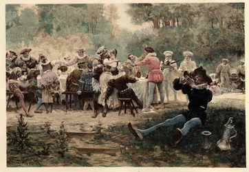 Bankett på Mardi Gras-festen. Gargantua. Illustration av Jules Garnier. I "Rabelais och Jules Garniers verk".