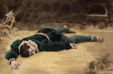 Briquenarilles kropp framför en ugn. Pantagruel. Illustration av Jules Garnier. I "Rabelais och Jules Garniers verk"