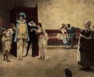 Gargantua med prostituerade. Gargantua. Illustration av Jules Garnier. I "Rabelais och Jules Garniers verk".