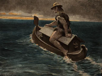 Hurtaly rider på Noes ark. Pantagruel. Illustration av Jules Garnier. I "Rabelais et l