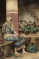 Livia Drusilla Augusta (58 f.Kr.), hustru till den romerske kejsaren Augustus (Octavianus, Octavianus eller latin Gaius Julius Caesar Octavianus) (61 f.Kr.-14 e.Kr.), skalar en vegume. Pantagruel. illustration av Jules Garnier. I "Rabelais och Jules Garnie