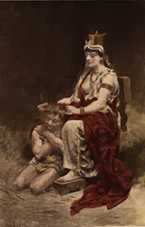 Semyramis (Semiramis) spolar upp en belistre (trampa). Pantagruel. Illustration av Jules Garnier. I "Rabelais och Jules Garniers verk".