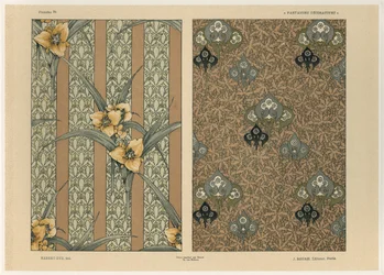 Blommor, tavla 34 från "Fantaisies decoratives", graverad av Gillot, utgiven av Jules Rouam, Librairie de l