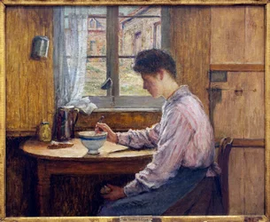 Den blå koppen. Målning av Jules Boquet (1840-1932), olja på duk, före 1913, tidigt 1900-tal. Musee la piscine, Roubaix.