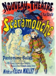 Konst. Underhållning. Scaramouche, balett av Felicia Mallet. Affisch av Jules Cheret, Frankrike, ca 1895 (affisch)