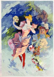 Konst. Underhållning. Komedin. Allegori av Jules Cheret, Frankrike, ca 1890 (affisch)