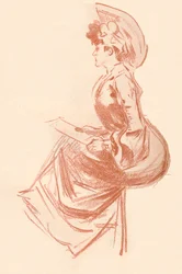 Teckning i Sanguine, c1900 1903-1904