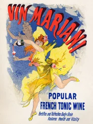 Mat och dryck. Mariani French Tonic Wine (första kokavinet). Affisch av Jules Cheret (1836-1932), Frankrike