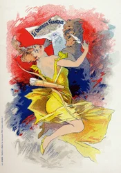 Litteratur. Tidningen Le Courrier Francais. Allegori av Jules Cheret, Frankrike, ca 1890 (affisch)