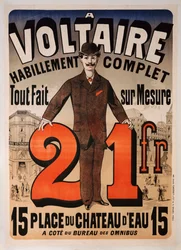 Reklamaffisch för ”A Voltaire”, omkring 1877