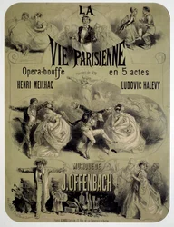 Affisch för operamat "Parisian life" av Jacques Offenbach (1819-1880)