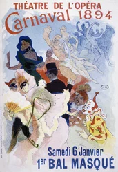 Teater of the Opera: karneval 1894, bollmask - affisch av Jules Cheret