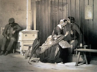 Prisoner, av Jules David (1808-1892), gravyr, Frankrike