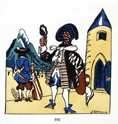 Mannen i järnmasken - i ""Frankrikes historia"" ill. av Jules Depaquit, red. Jonquieres, Paris
