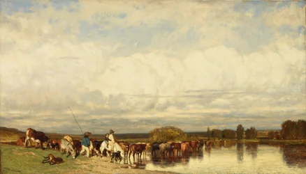Kor som korsar en Ford, 1836.